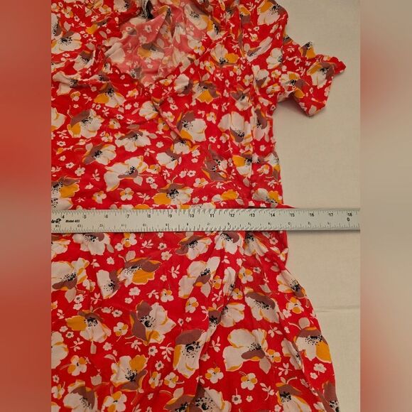 And Other Stories Scalloped Red Floral Wrapping Dress Size 10 - Picture 7 of 11
